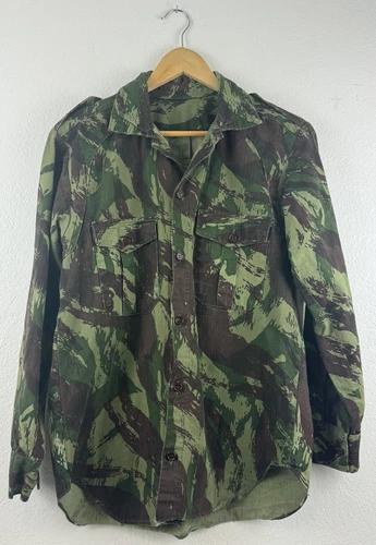 Vintage 1970s Portuguese Lizard Camo Military Shirt Jacket Mens S/M Vietnam Era