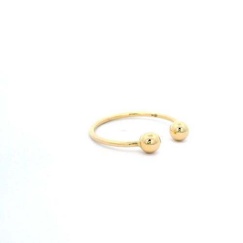 14k Gold Fancy Twin Polished Ball Stud Open Authentic Yellow Ring Size 6 or 7 - Picture 3 of 4