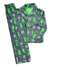 Minecraft Button Up Pajama Set Boys Size 6   Creeper Gamer Sleepwear