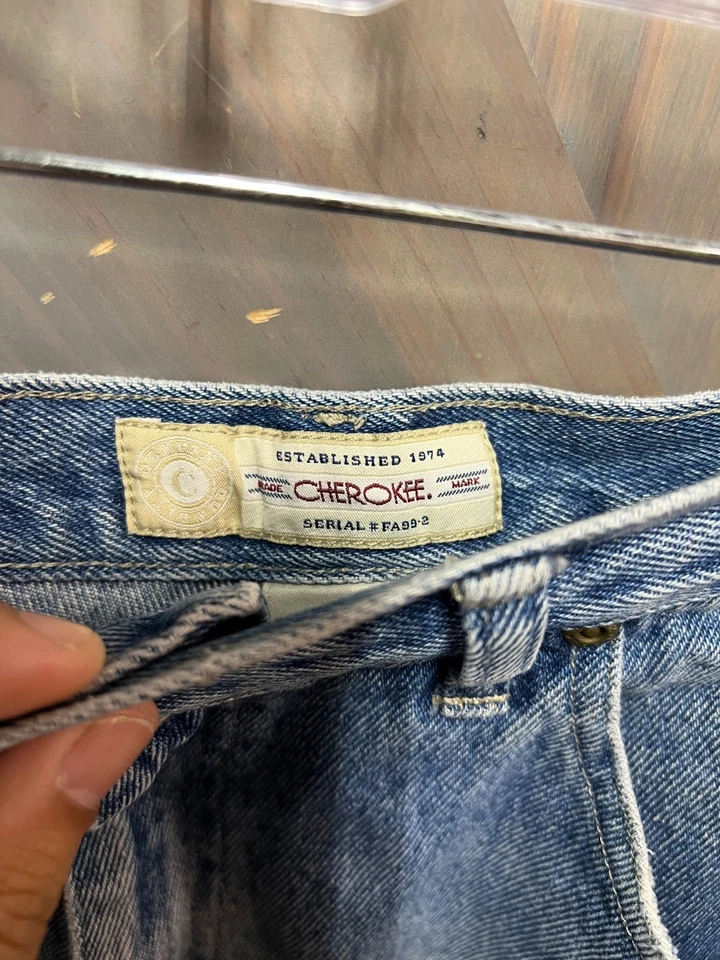 Pantalones Cortos de Jean Sueltos De Colección Y2K Cherokee Denim Lavado Ligero Tiro Alto Azul 34 Foto 4 de 4