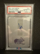 Stephen Curry 2021-22 Leaf Metal 1/1 Magenta Auto So Money Plate #SM-SC1 PSA Aut
