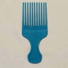 Vintage 90s Goody Hair Pick Bright Teal Green Blue Croc Texture Plastic Prop