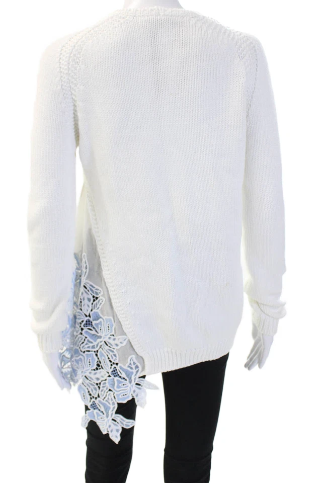 Pullover Mujer Nº21 Blanco 100% Algodón Cuello Redondo Manga Larga Floral Talla S Foto 3 de 4