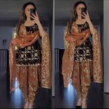 DRESS BOLLYWOOD SUIT PAKISTANI INDIAN WEDDING DHOTI TOP SALWAR KAMEEZ PARTY WEAR