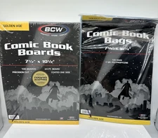 100 Pack BCW Golden Age Comic Book Bags And Boards Acid Free - Archival Storage
