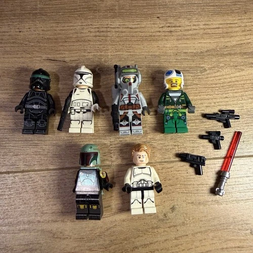 LEGO Star Wars Minifigure Lot Boba Fett Clone Trooper Pilot Lightsaber Weapons