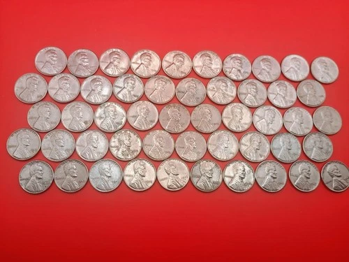 1943 Lot of 50 XF-AU/BU Steel Pennies PDS WWII Wartime Cents NO RUST!