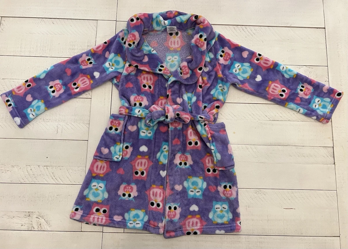 Robe de chambre à capuche en maille peluche fille rose