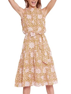 Roberta Roller Rabbit Damen Ocker Tomlin Naoki Kleid Gr S 185 $ Neu