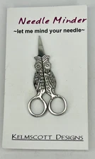 Kelmscott Designs Embroidery Scissors 2" Owl Needle Minder Design Chrome Finish