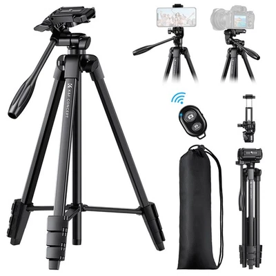 K&F CONCEPT 60"/152cm Travel Tripod For Phone Camera 1/4" Screw Mount & Remote - Image 1 of 4