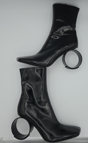 Botines Jeffrey Campbell Teasers Tacón Carrete Mujer Talla 9.5 Cuero Negro - Imagen 6 de 8