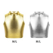 Canottiere corte senza maniche da donna, alla moda, per danza, festival,