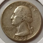 1951-P WASHINGTON QUARTER 90% SILVER (Very Fine Details)