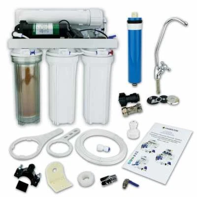 FINERFILTERS 4 Stage RODI Aquarium Reverse Osmosis 100GPD Pumped Triple Water Filter System