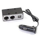 2 Way Car Cigarette Lighter Charger Socket Adapter Extension with Dual USB Ports