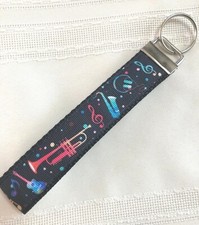 MUSICAL INSTRUMENTS KEYCHAIN WRISTLET, KEY FOB MULTI-COLOR Handmade, Free Ship