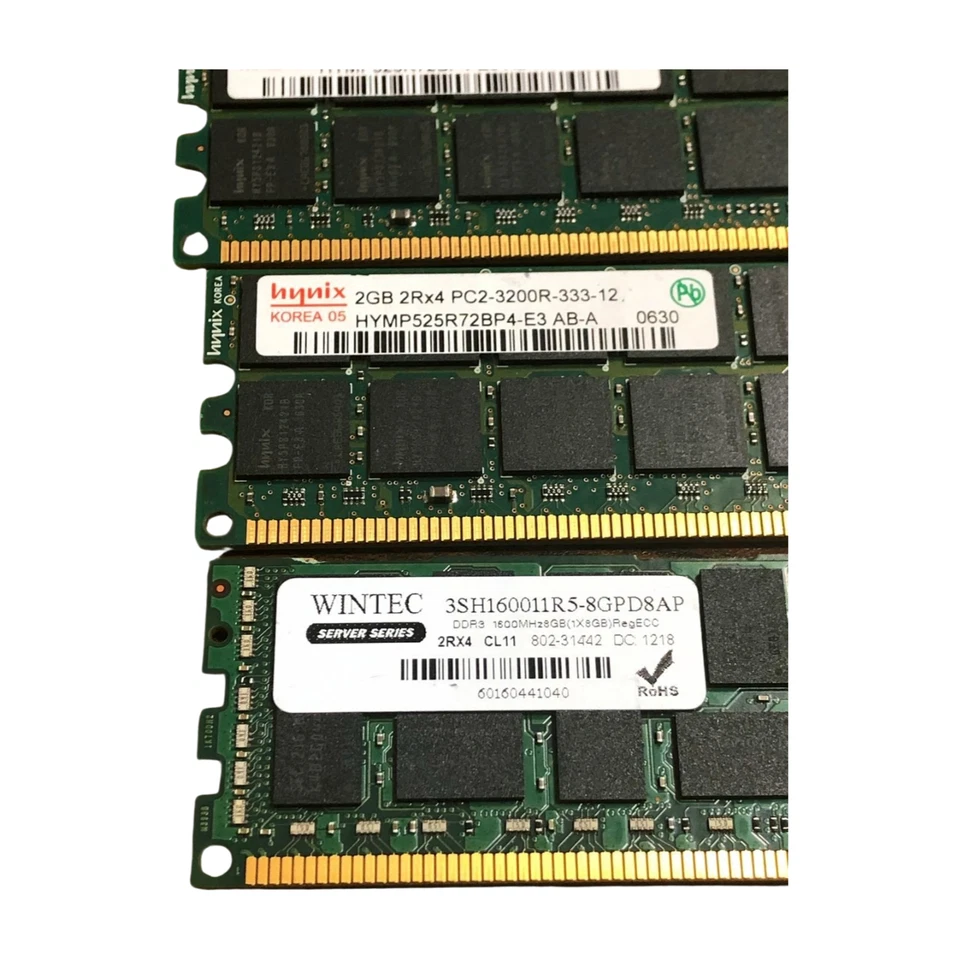 2 Hynix 2gb 2Rx4 PC2-3200R-333-12 & 3SH160011RS-8GP-P Wintec DDR3 - Image 3 of 4