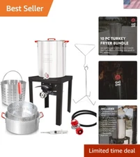 Turkey Fryer 30 QT Cooker Set and 10 QT Fish Fryer Craw Fish Boiler Steamer C...