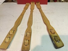 Back Scratchers Bamboo 18" long with Massager rollers set of 3 pcs .