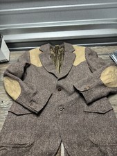 VTG Pendleton Woolen Mills Herringbone Wool Suede Leather Sportscoat Blazer 42