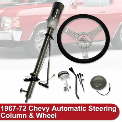 Tilt Auto Raw Steering Column Fits 1967-72 Chevy w/ 14'' Chrome Billet Wheel Kit
