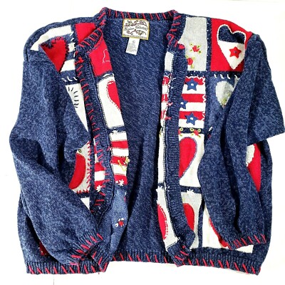 Heirloom Collectibles Womens XL Knitted Cardigan Sweater Red