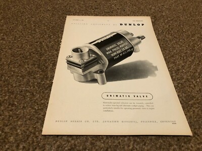 AC42 WERBUNG 11X8 DUNLOP RUBBER CO LTD - UNIMATIC VENTILE