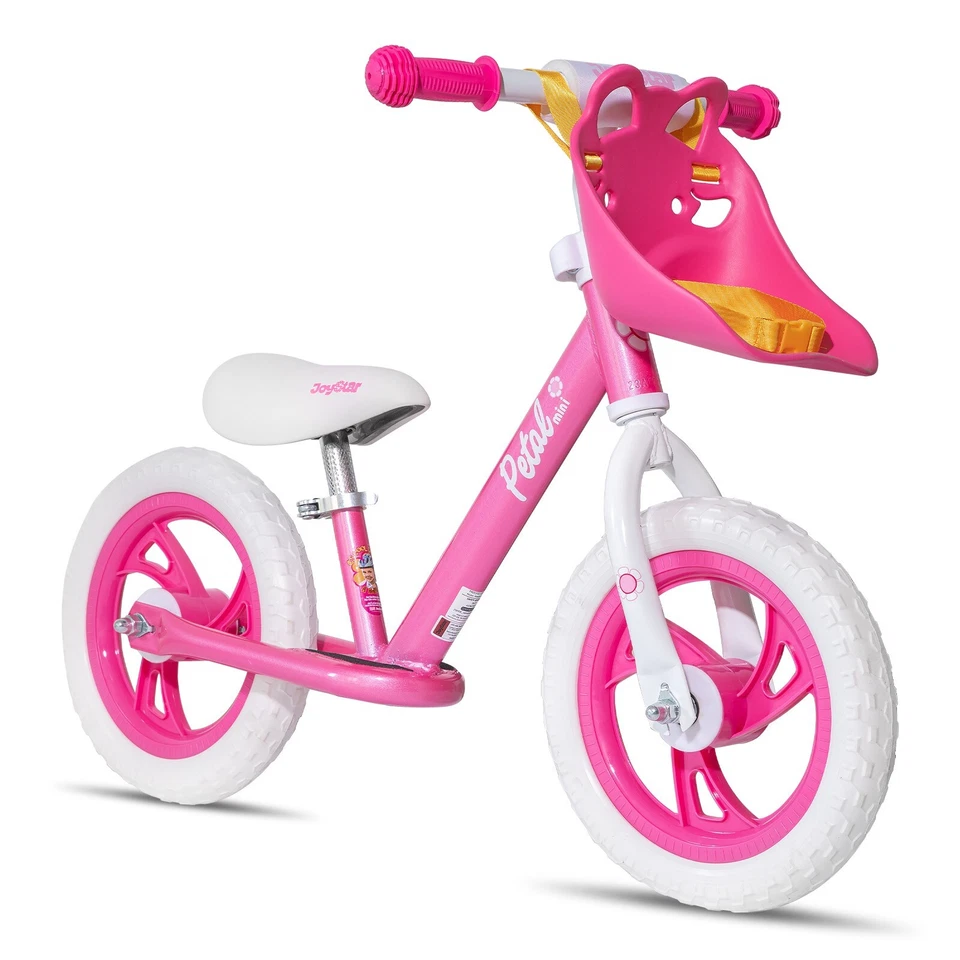 JOYSTAR 12/14 Inch Kids Balance Bike 18month-5 Year Old Toddler Bike Basket DOLL - Image 3 of 4