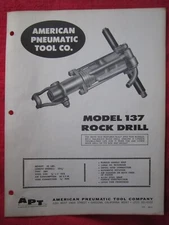 APT AMERICAN PNEUMATIC TOOL Co. MODEL 137 ROCK DRILL PARTS LIST MANUAL