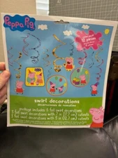 Peppa Pig 12ct. Party Swirl Hanging Decorations Party Supply New!!!