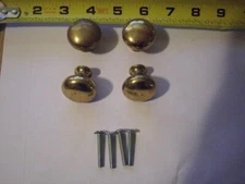 VINTAGE SOLID BRASS ROUND DOOR DRAWER PULLS KNOBS WITH SCREWS
