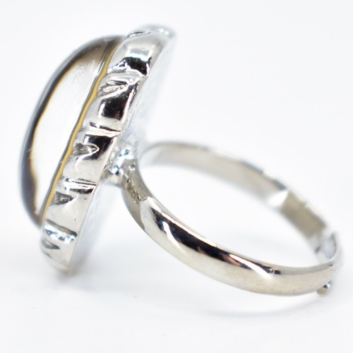 Anillo Clásico Ovalado Cambio de Color Cabujón Plata Pintado Ajustable Mood - Imagen 4 de 6