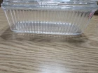 Vintage Federal Glass Refrigerator Dish & Lid Embossed Vegetable Ribbed Clear