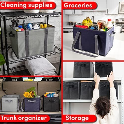 4pk Reusable Grocery Bags Shopping Bags Tote Box Large Heavy Duty Groceries Bag - Picture 13 of 15