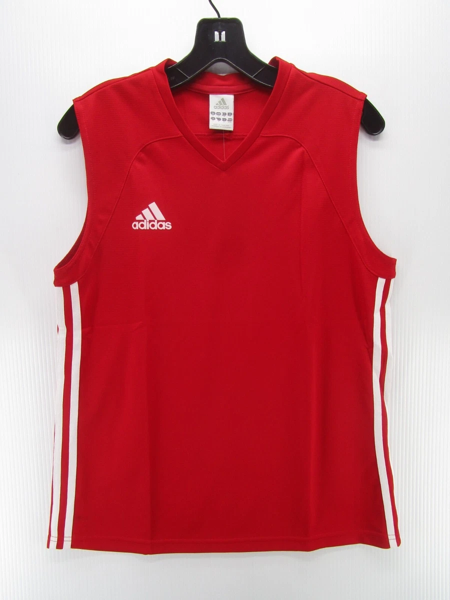 Adidas Tank Top Women Medium Red Climalite Y2K Logo Pullover