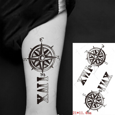 Temporäres Tattoo Kompass SET Steuerrad Schiff Anker Anchor Einmal Klebetattoo