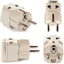 OREI USA to Europe Schuko Type E/F Adapter Plug 4 Pack Beige