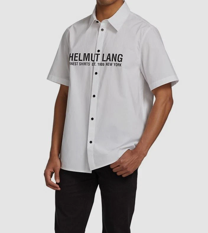 HELMUT LANG Cotton Short Sleeve Casual Button-Down Shirts for Men