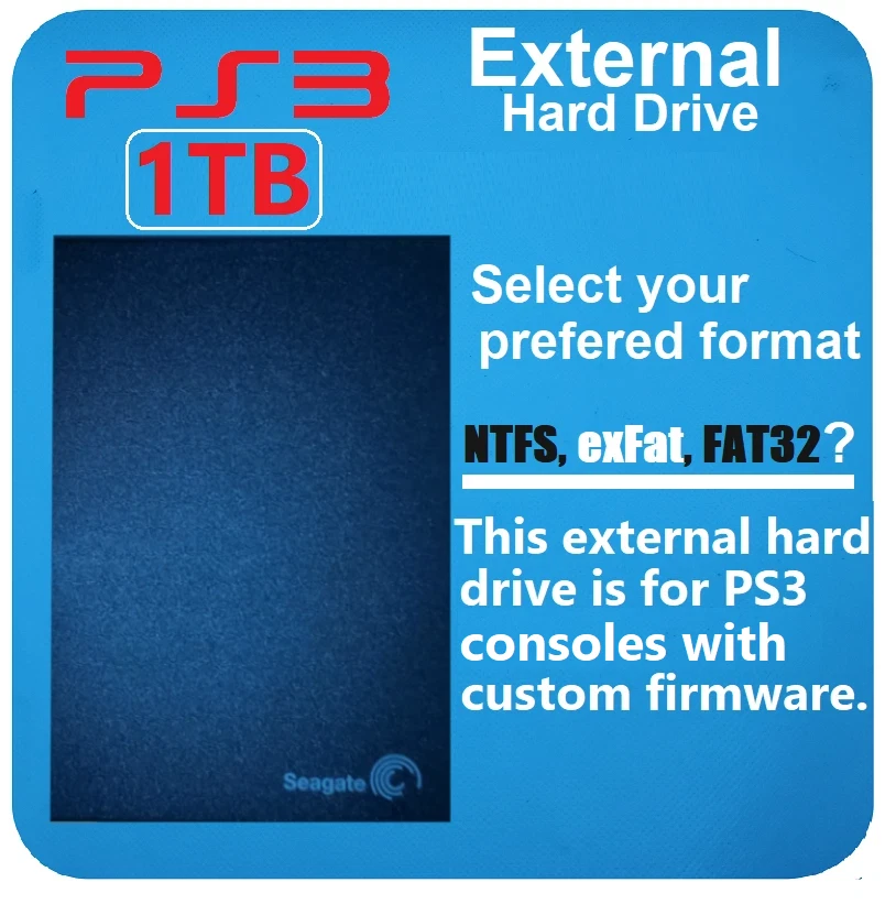 Disco duro externo PS3 1TB para firmware personalizado (mods) seleccionar formato Foto 2 de 4