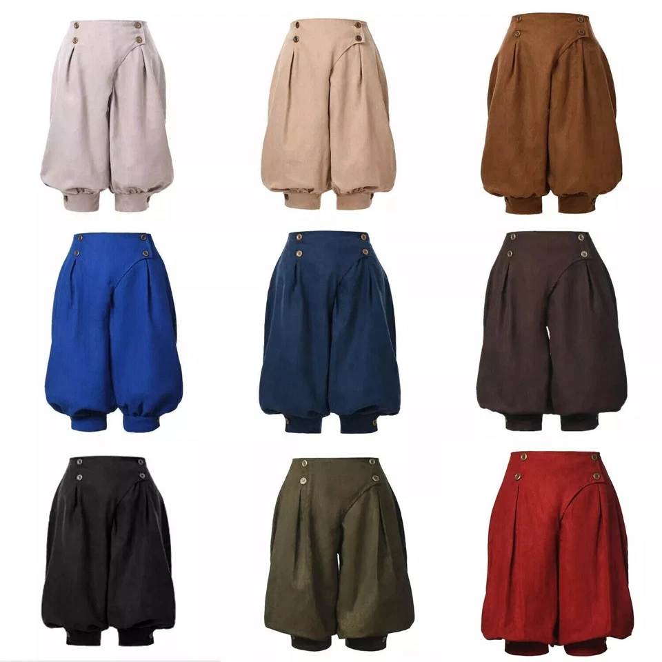 Calças femininas vitorianas calças piratas medievais renascentistas calças steampunk - Imagem 3 de 4