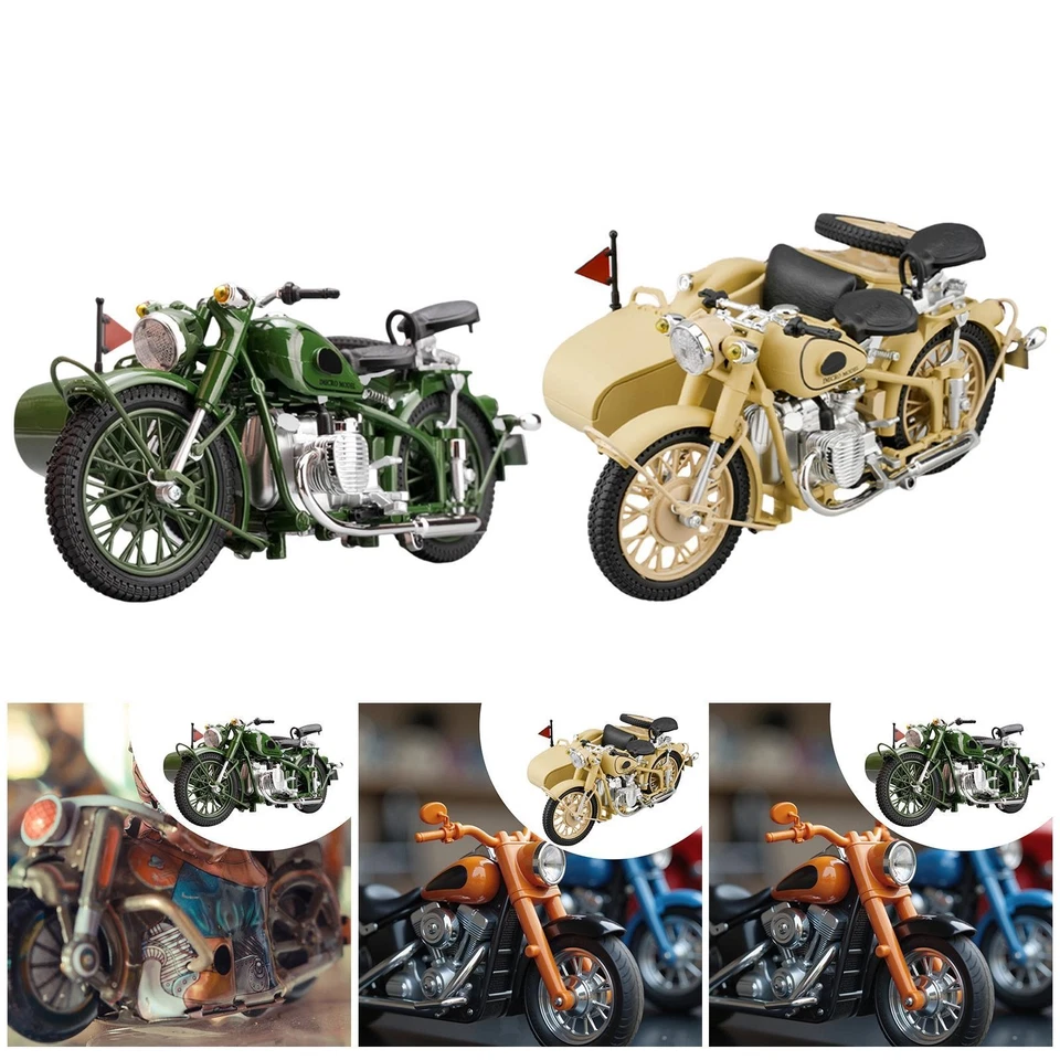 Modèle réduit de à l'échelle 1:10 avec side-car, en métal moulé sous - Photo 1/1