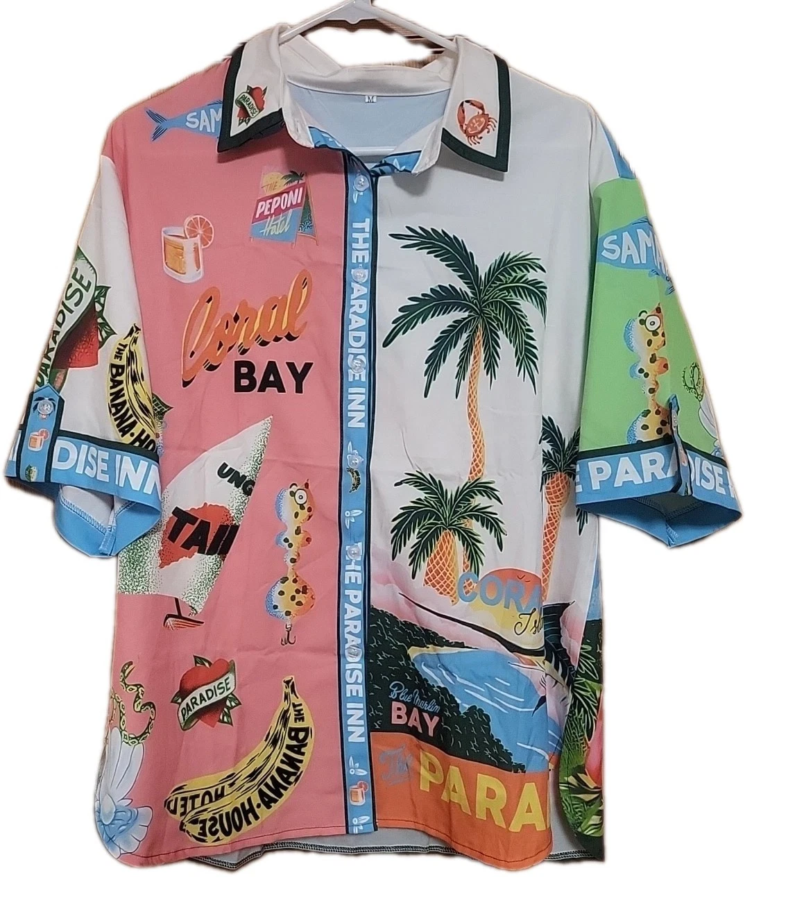 Paradiso Hawaiian Beach Button-Front Shirt Med
