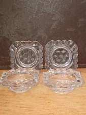 Set Of 4 Vintage 3" Small “American” Fostoria Square Glass Ash Trays