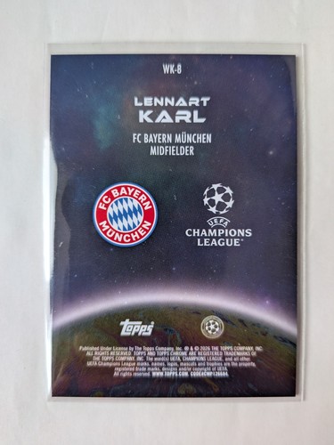 2025-26 Topps Chrome UEFA Wonderkids Lennart Karl WW-8 Bayern Munich RC - Photo 5 sur 7