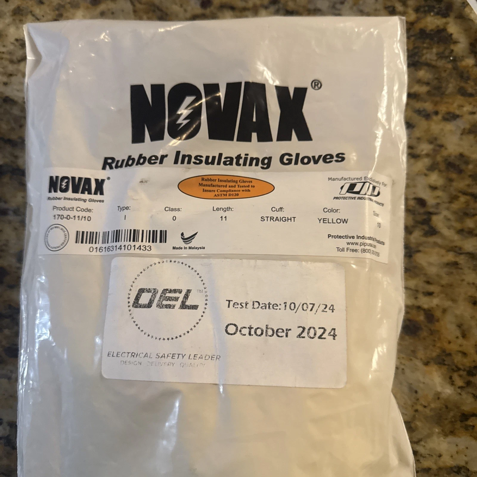 NOVAX RUBBER INSULATING GLOVES 170-0-14/10 SIZE 10