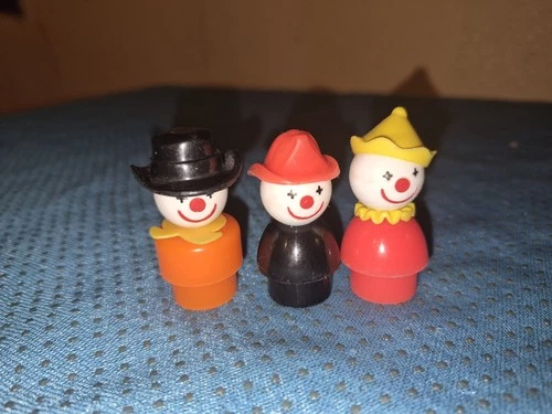 Fisher Price Little People #675 Clown Set 3PC Vintage Purple Green Orange