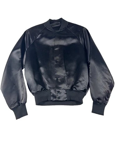 Vtg Diamond Dust Elvis Presley Jacket Mens S Black Satin Bomber Glitter Graphic image 3