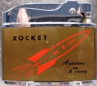 Vintage-VERY RARE UNFIRED-"ROCKET AMBULANCE & TOWING"- flat advertising lighter