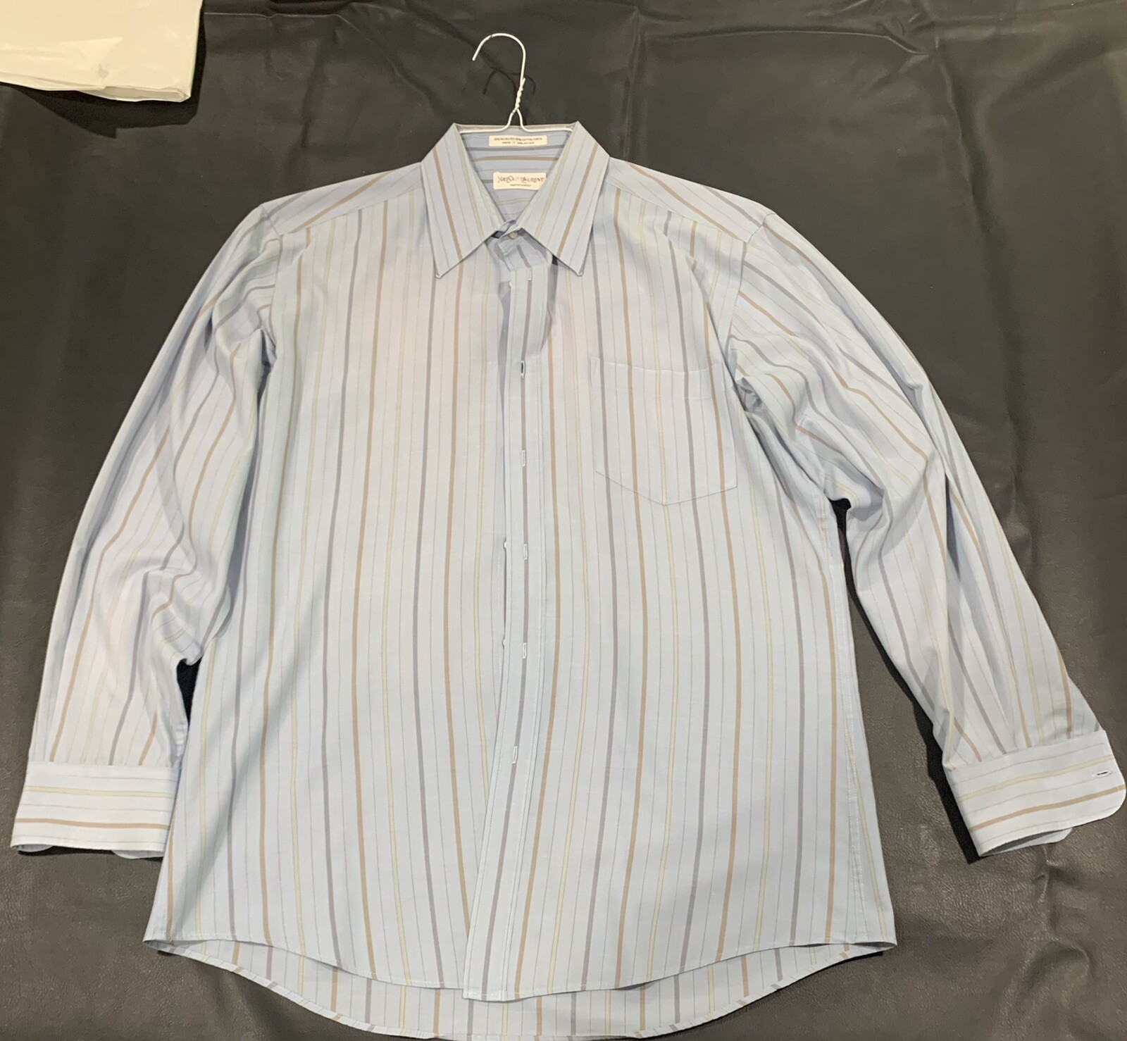 Camicia Yves Saint Laurent con bottoni Uomo 16 Blu con righe Usata